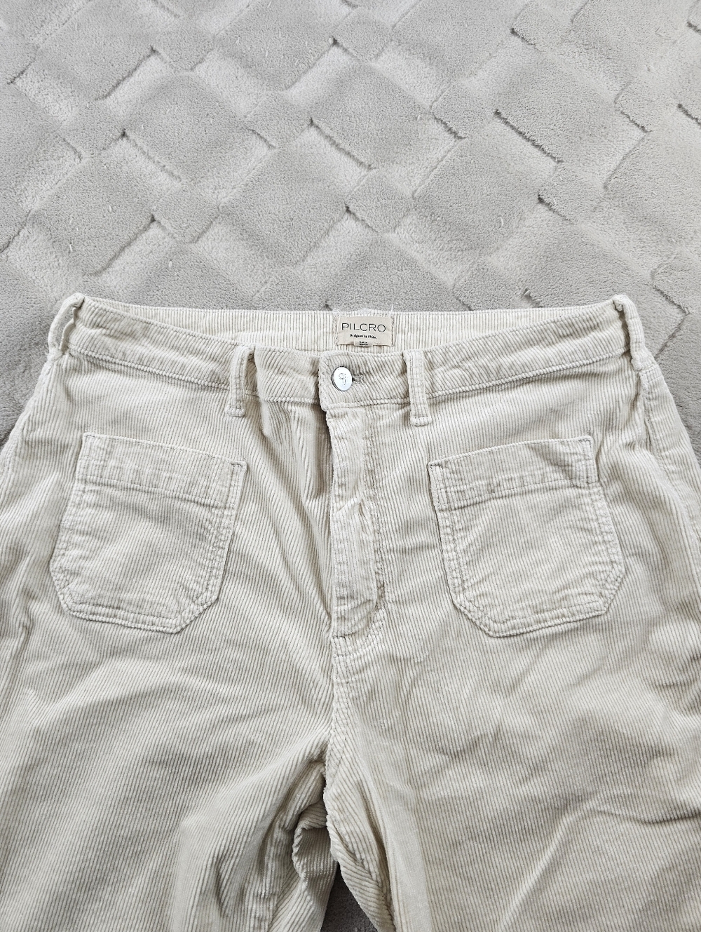 Pilcro Cream Corduroy Flare Pants Womens 32 White Cottage core Western Boho - Picture 2 of 10